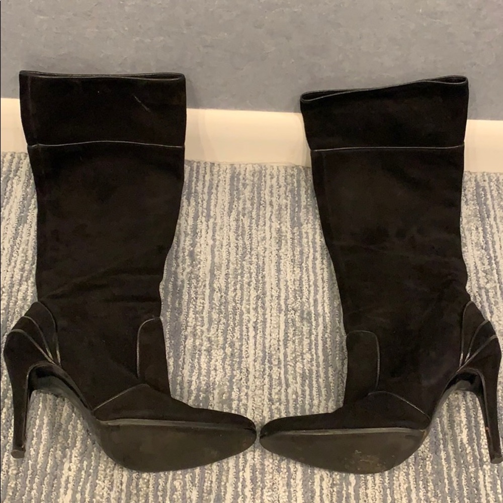 FENDI black suede knee boots